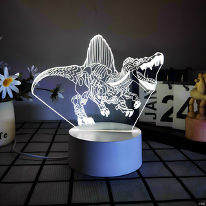 Changing 3D Acrylic Panel Children's Bedroom Table Lamps 3D <b>LED</b> Dinosaur Night <b>Light</b> 7 Color - Product Image 3