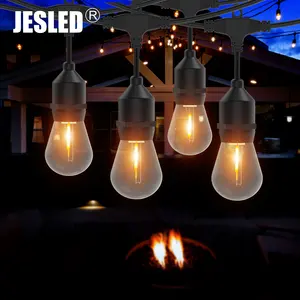 شريط أضواء LED خارجية من JESLED بمقاس 27 قدمًا/30 قدمًا/40 قدمًا مع مصابيح Edison مضادة للانزلاق مصابيح ديكورية للفناء أو الفناء