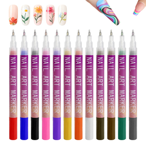 Juego de Marcadores para Decoración de Uñas, 12 Colores, Bolígrafo Líquido Profesional, Herramientas para Diseño de Uñas DIY, Portátil, con Patrones Florales - Product Image 1