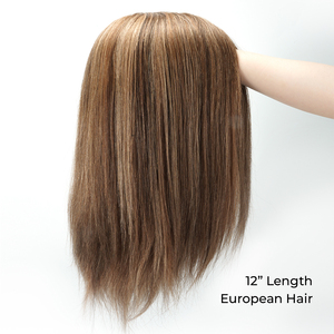 Maßgefertigtes Vollständig Handgeknüpftes Europäisches Haarsystem Gerades PU Mono Elastisches Netz 140% Damen Medizinische Perücke für Alopezie - Product Image 2