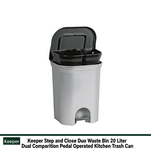 ถังขยะคู่แบบเหยียบปิดอัตโนมัติ Keeper Step And Close Duo ขนาด 20 ลิตร สำหรับห้องครัว - Product Image 2