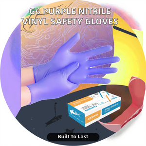 Gants de protection G6 en <span class=keywords><strong>nitrile</strong></span> violet, lisses, usage général, imperméables, résistants à la déchirure, durables, antidérapants, taille <span class=keywords><strong>L</strong></span>, sans poudre - Product Image 2