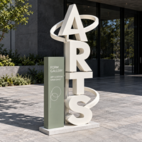 Sculpture 3D personnalisée en acier inoxydable, panneau publicitaire extérieur étanche IP65 avec LED pour entreprises, centres commerciaux et parcs