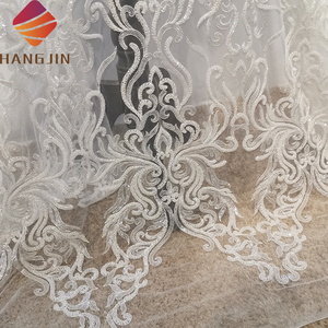 ผ้าลูกไม้ปักเลื่อมเนื้อเ<span class=keywords><strong>น</strong></span>็ตหรูหราสีงาช้างแบบไ<span class=keywords><strong>น</strong></span>จีเรียสำหรับเจ้าสาว ปี 2022 ผ้าลูกไม้ปักลาย 3 มิติ ประดับด้วยลูกปัดอย่างสวยงาม - Product Image 4