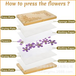 Tabla de bambú para prensar flores con abrazadera ajustable para secar y preservar flores, herramienta para manualidades. - Product Image 3