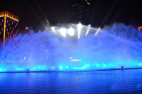 Fuente de Agua con Pantalla, Cortina de Agua, Proyección de Películas en Pantalla de Agua, Fuente en el Lago