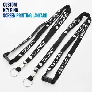 Custom Safety Breakaway Polyester Lanyard Silk Screen Logo Bead Sliding <b>Buckle</b> Key Ring Neck Strap Mobile Phone Lanyard - Product Image 1