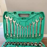 Juego de Llaves de Trinquete de 72 Dientes, 61 Piezas, CR-V Cromado, Tratado Térmicamente, para Reparación de Autos y Garajes