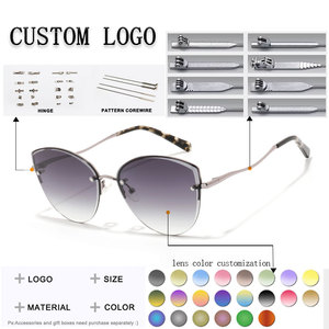 Gafas de sol tipo ojo de gato para mujer, montura dorada completa, lentes verdes, protección solar UV400, para adultos - Product Image 2