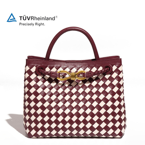Sac tissé de luxe en cuir vegan tanné 2026, sac à main pour femme, pochette en coton, grande capacité, double bandoulière, sac à main - Product Image 1