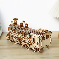 Modèle de train à vapeur en bois 3D, puzzle éducatif, assemblage DIY, jouet artisanal adapté aux débutants, collection d'ornements, 51~100