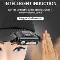 Luce per Cappello Multifunzionale Portatile con Sensore di Movimento, Lampada Ricaricabile con Indicatore Batteria, Torcia Frontale per Escursionismo, Pesca, Corsa