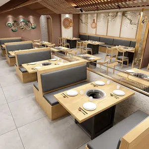 주문 격판덮개 유형 대중음식점 전골 가구 일본과 한국을 위한 나무로 되는 부스 chait 그리고 테이블