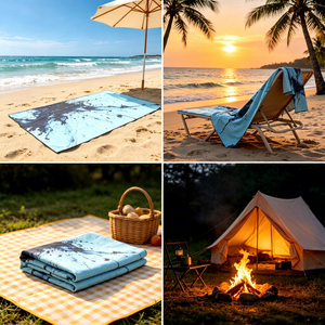<span class=keywords><strong>Serviette</strong></span> de plage à séchage rapide en microfibre double face effet <span class=keywords><strong>cuir</strong></span>, modèle européen-américain très populaire, absorbante, anti-sable, durable et portable - Product Image 1