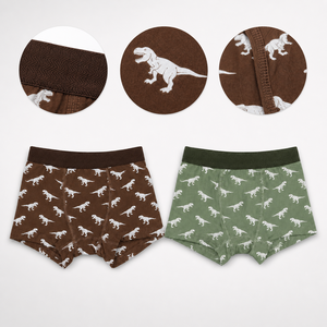 LUJIA Lot de 2 boxers pour garçons en coton naturel extensible à 95 %, imprimé dinosaures, pour les aventures en plein air - Product Image 5