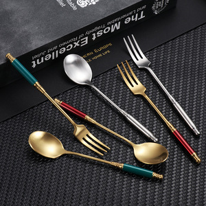 Cuchara de acero inoxidable 304 con mango redondo, cuchara para mezclar, cuchara para postre, tenedor para fruta, tenedor para postre, cuchara redonda coreana - Product Image 3