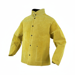 Chaqueta de trabajo de soldadura de cuero resistente al fuego chaquetas de soldador de cuero de vaca divididas resistentes al calor para hombres y mujeres - Product Image 1
