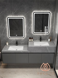 Simple alto bajo lavabo <span class=keywords><strong>Rock</strong></span> Board baño gabinete combinación madera maciza doble persona almacenamiento padre-hijo baño <span class=keywords><strong>Suite</strong></span> - Product Image 3