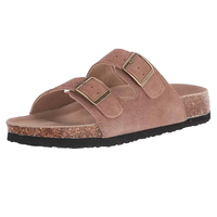 Meilleures ventes de sandales plates pour hommes conçues par des fabricants OEM, pantoufles de plage neutres, confortables et réglables en liège, pantoufles à enfiler en PU pour l'extérieur