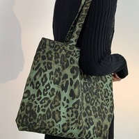 Sac de shopping en toile imprimé léopard personnalisé 2025 – Style tendance pour la saison automne – Sac à bandoulière