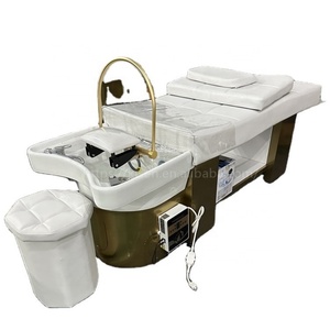 Table de lavage et de massage capillaire professionnelle Kisen avec cuvette en céramique, lit de shampoing chauffant pour spa et thérapie aquatique avec vapeur - Product Image 1