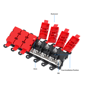Bloque Portafusibles <span class=keywords><strong>de</strong></span> Plástico ANS <span class=keywords><strong>de</strong></span> 6 Vías y 200A con Cubierta Antipolvo y Resistencia al Calor, Caja <span class=keywords><strong>de</strong></span> Fusibles Roja <span class=keywords><strong>de</strong></span> 12V/24V/32V para Auto, Camioneta y RV - Product Image 5