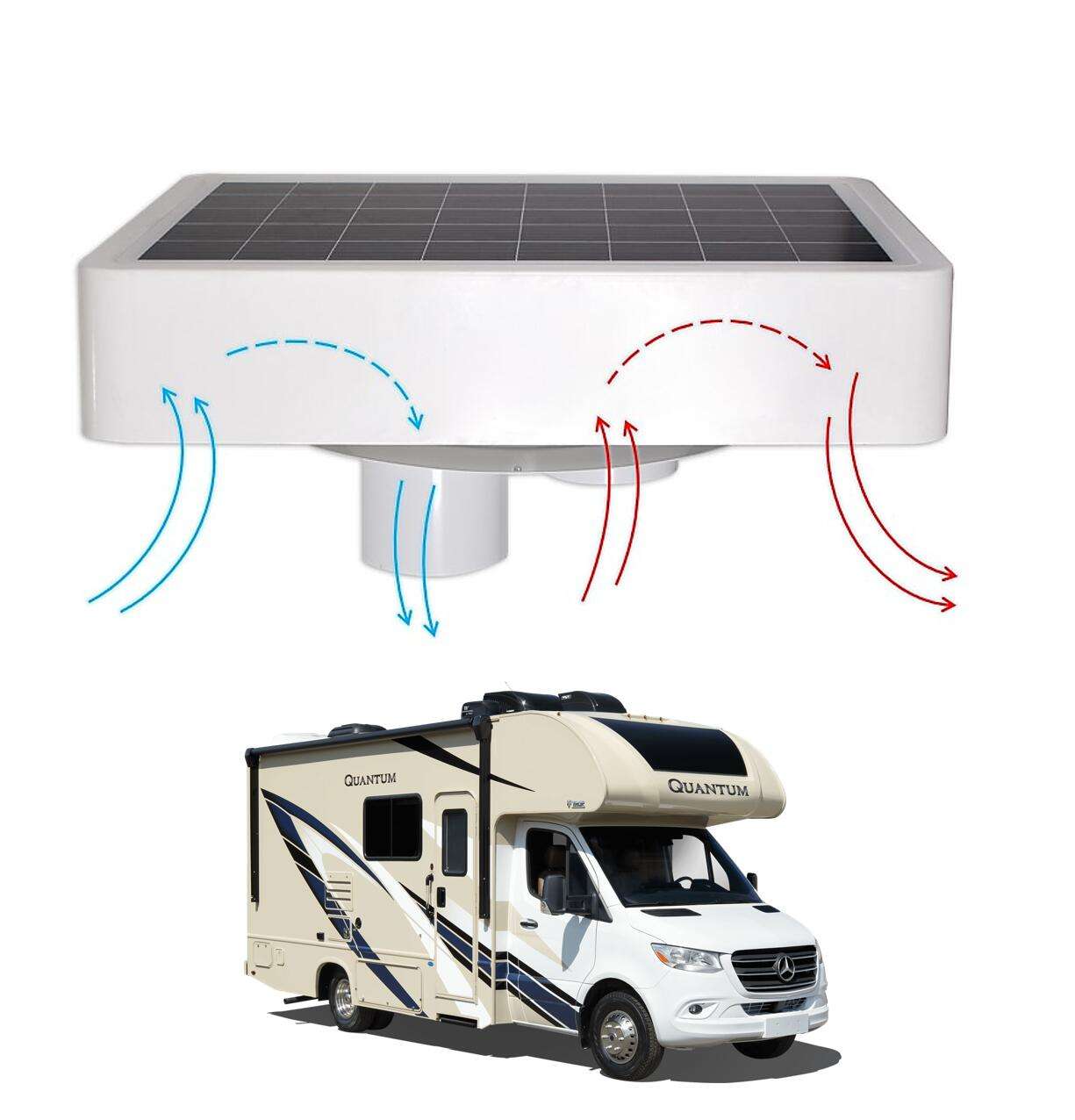 70W Solar Powered Wireless Ventilation Fan Camping RV Roof Vent