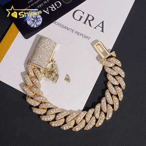 Bracciale Cubano Iced Out in Ottone Placcato Oro con Moissanite VVS da 18mm, con Puntatore Rialzato, Supera il Test del Diamante, Gioielli Hip Hop, con GRA - Product Image 2