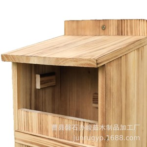 บ้านนกฮูกไม้ทรงสี่เหลี่ยม กล่องรังนกกลางแจ้งขนาดเล็ก ทนทาน - Product Image 5