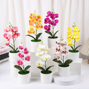 Orchidées Phalaenopsis artificielles en pot, 30 pouces de hauteur, pour la décoration de bureau, arrangement floral simulé fait main - Product Image 2