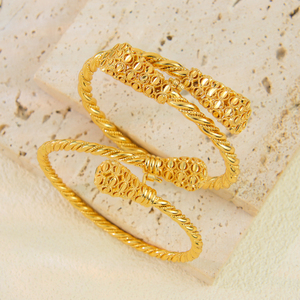 Classic Twist Design Gold Plated Cuff Bracelets 21k Gold Color Luxury Dubai Bridal Wedding <b>Bangles</b> for Women Wedding Party - Product Image 3
