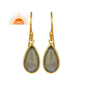 ต่างหูอัญมณีลาบราดอไรต์ธรรมชาติต่างหูชุบทองอินเดียสำหรับผู้หญิงต่างหูเงินเครื่องประดับคอลเลกชันคลาสสิก - Product Image 1