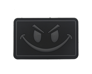 Smirk Face Evil Tactical 3D Tela de goma Etiqueta de ropa Cara sonriente Parche de silicona de goma cuadrada para etiquetas de camisa - Product Image 6
