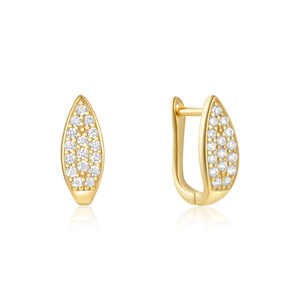 CANNER Boucles d'oreilles créoles pour femme en argent sterling 925, avec zircone cubique, forme goutte d'eau, graines de melon, poire, style Huggie, cadeau - Product Image 1
