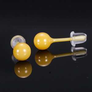 Ceramic Stud Earrings 8mm <b>Round</b> Ball Shape Pink Color Stainless Steel <b>Post</b> Fashionable Minimalist Design Student Friendly - Product Image 3