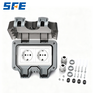 Presa Elettrica Industriale SFE OEM da Esterno IP66 Impermeabile 16A Standard Europeo Tedesco 2 Prese per <span class=keywords><strong>Bagno</strong></span> e Parete - Product Image 1
