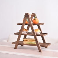 Plateau en bois à trois niveaux Conception écologique pour les restaurants chauds Cuisines Hôtels Organiser des plats pour les fêtes Gravure de plantes