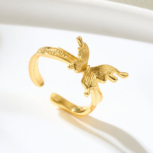 Gold Butterfly Open Ring Adjustable Index Finger Niche Design Insect Jewelry Gift - Product Image 1