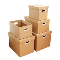 Boîte d'archive en Carton ondulé avec impression de Logo, boîte de rangement de papier, boîte marron pour Documents mobiles avec couvercle et poignées