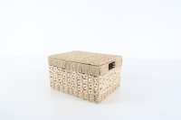 Panier de rangement en corde de papier pour salon, panier carré tressé avec poignée en sangle