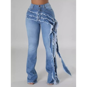 Pantalones vaqueros elásticos de mujer con tirantes largos, lavados y desgastados, estilo urbano, de moda, ¡gran oferta! - Product Image 4