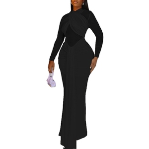 Robe crayon élégante et sexy pour femme, couleur unie, bustier froncé, coupe ajustée, respirante, teinte unie, taille naturelle - Product Image 3