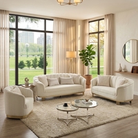 Fauteuil pivotant modulaire capitonné de luxe moderne en tissu/cuir avec pieds en acier inoxydable doré pour appartement, hôtel, usage domestique