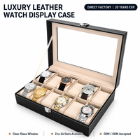 Boîte d'emballage pour montres en cuir PU beige et velours, multi-compartiments (6, 10, 12, 24 emplacements), personnalisable OEM, vente en gros