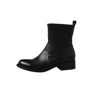 Sepatu Boots Wanita Formal Vintage Bernapas, Model Booties Kulit Sapi dengan Ritsleting Samping, Grosir dan Dapat Dipesan Sesuai Keinginan