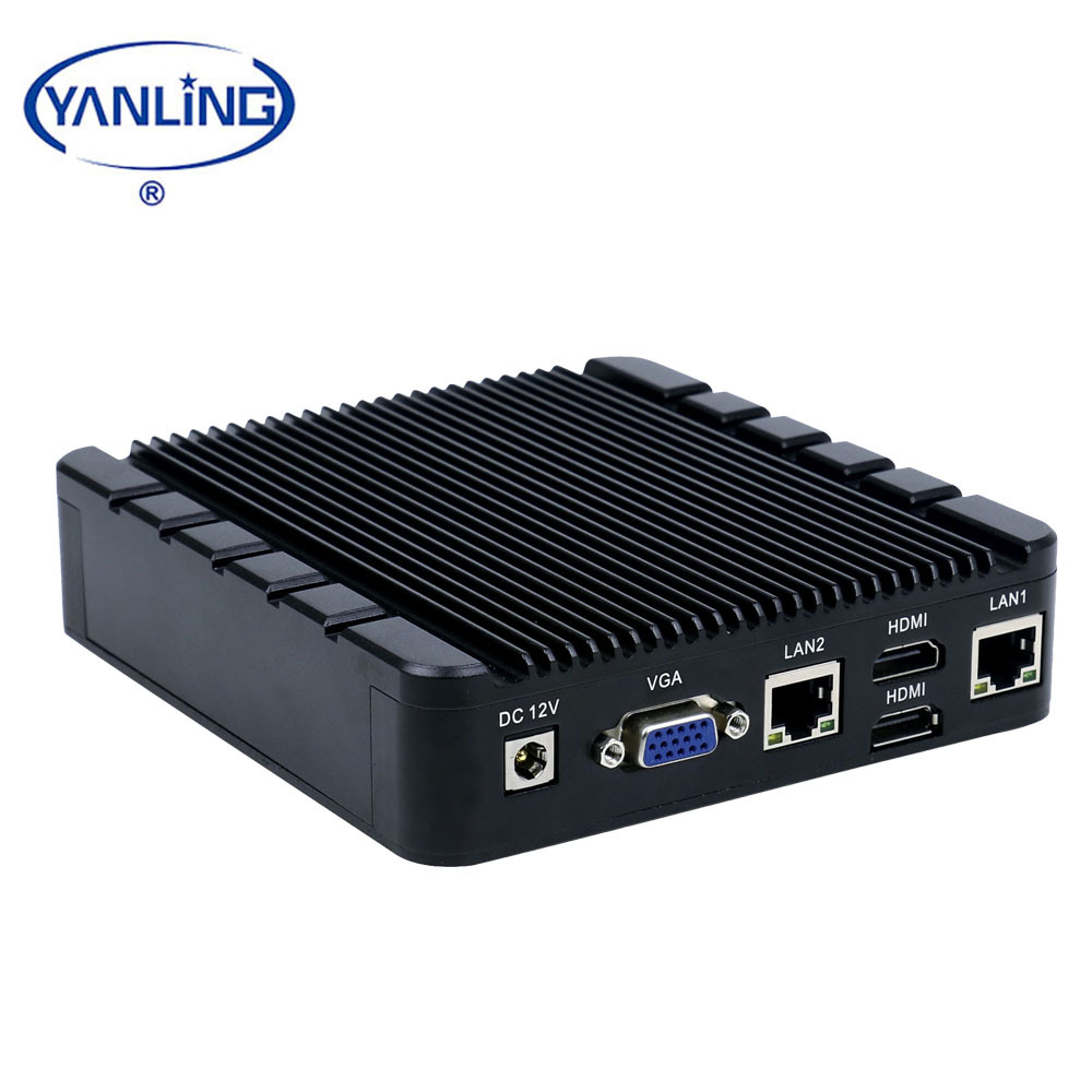 Fanless client léger 2 port ethernet 256G SSD support antenne wifi mini pc avec 3g 4g module
