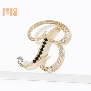 Broche Alphabet Lettre Rhinestone Broches pour enfants Bijoux en alliage avec technologie de placage pour les occasions de mariage et de fiançailles - Product Image 6