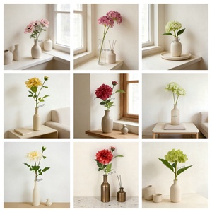 Hongo de Hortensias Artificiales Realistas |   Lobularia <span class=keywords><strong>Maritima</strong></span> Mixta en Maceta de Cerámica con Acabado Esmaltado para Decoración de Interiores de Oficinas y Hogares - Product Image 2