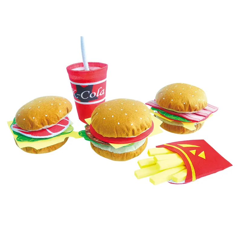 High Quality Fabric Hamburger Play Set For Kids Pretend Role Play Food Playing House Toys