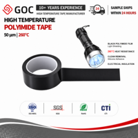 Ruban en polyimide noir GOC PI2525-B, 50 microns, 6 kV, haute température, 30 m de long, pour la protection et l'isolation des composants électroniques